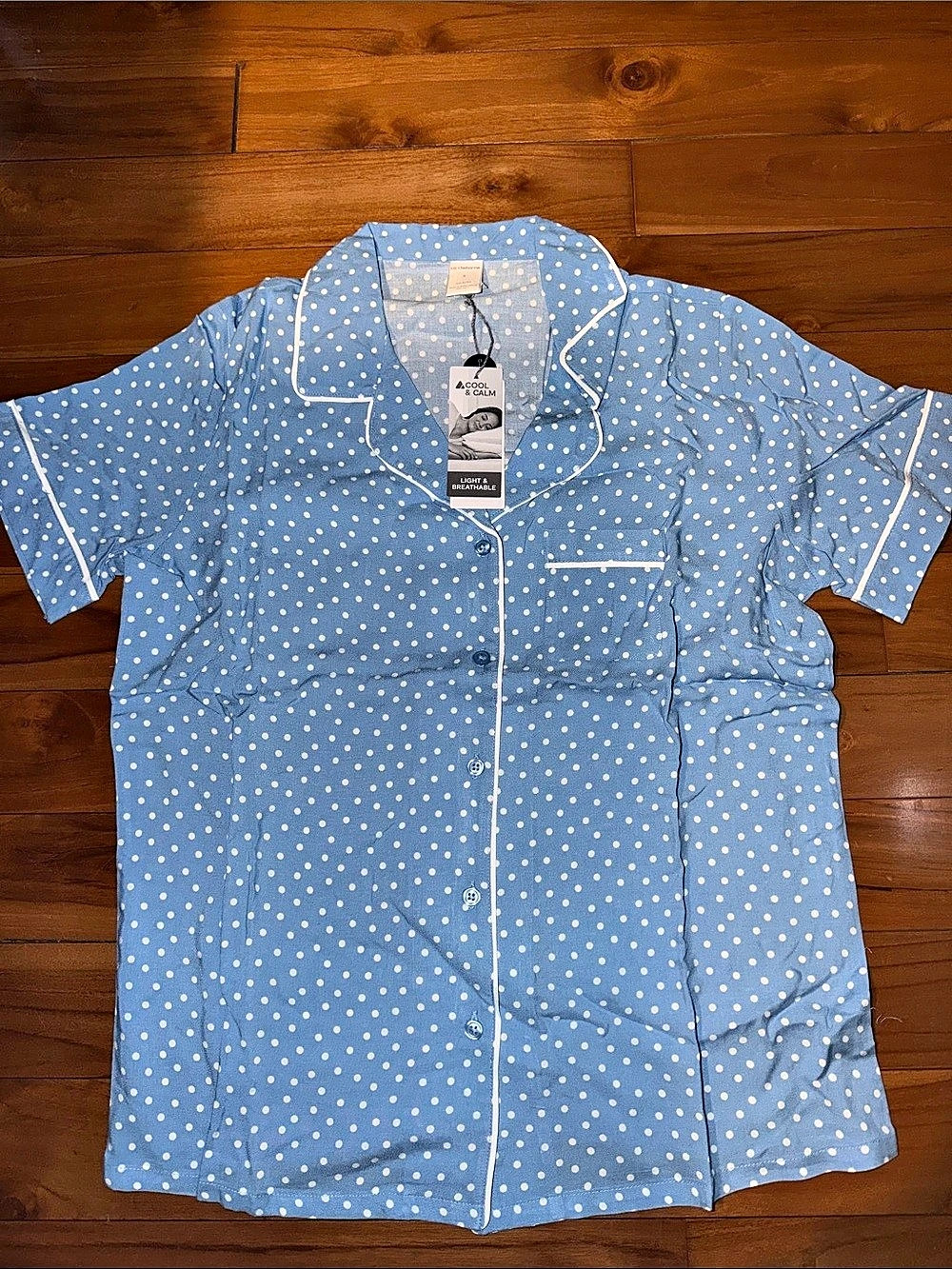 Liz Claiborne Blue Dot 2-Piece Pajama Set Blue & White Small